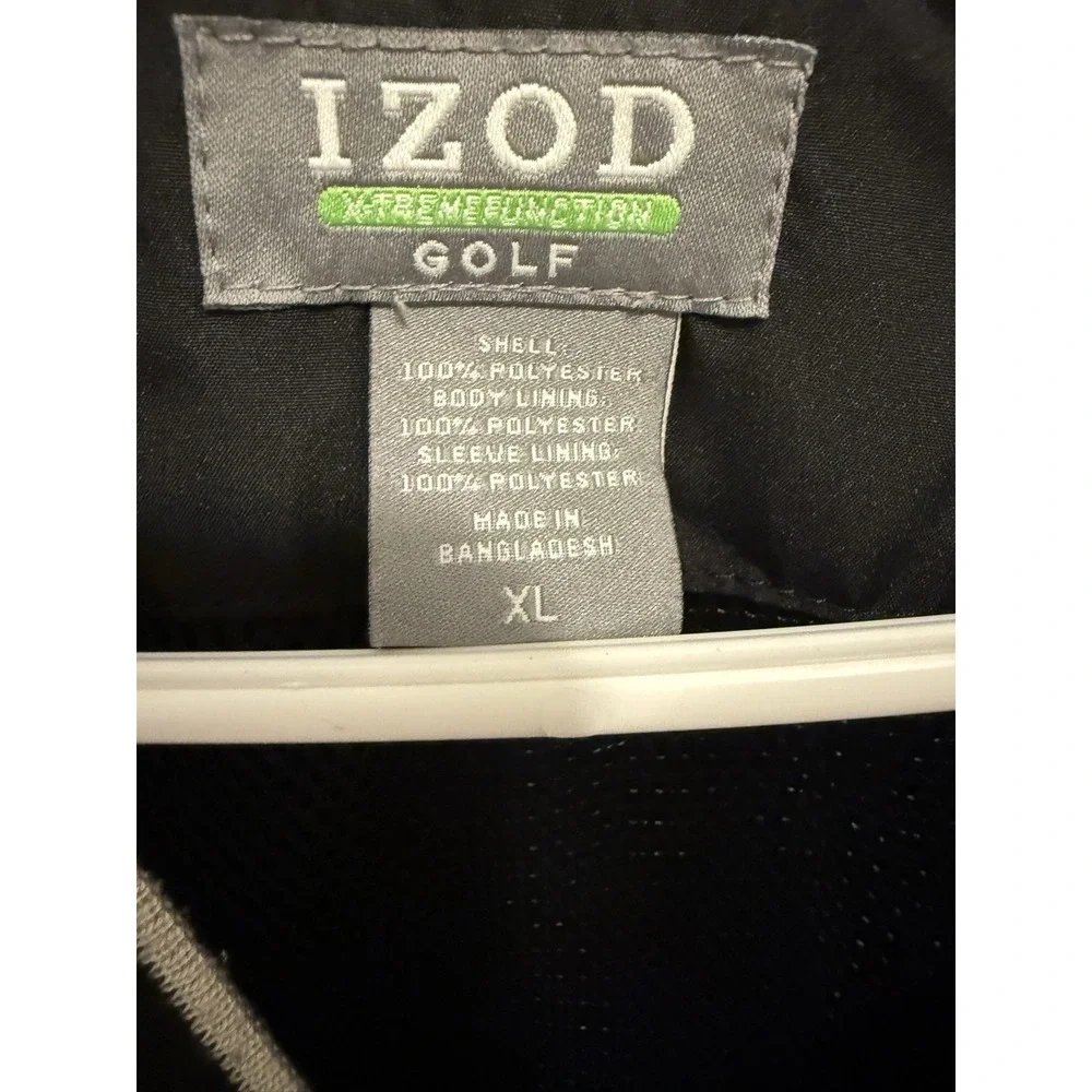 Izod Men's Golf Pullover Windbreaker Jacket Black Size‎ XL